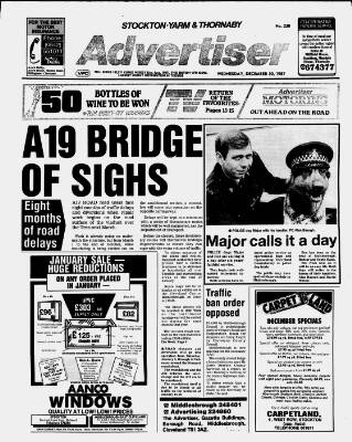 cover page of Stockton & Billingham Herald & Post published on December 30, 1987