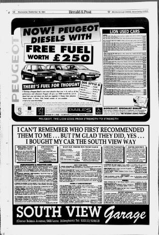 cover page of Stockton & Billingham Herald & Post published on September 18, 1991