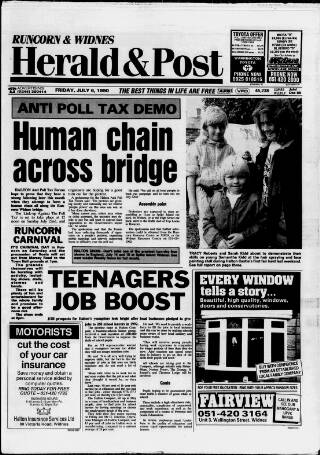 cover page of Runcorn & Widnes Herald & Post published on July 6, 1990