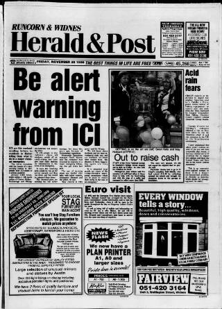 cover page of Runcorn & Widnes Herald & Post published on November 30, 1990