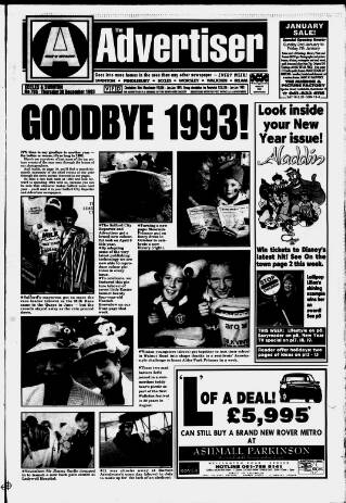 cover page of Salford Advertiser published on December 30, 1993