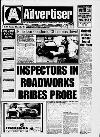 cover page of Salford Advertiser published on November 30, 1995