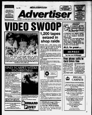cover page of Middlesbrough Herald & Post published on November 30, 1988
