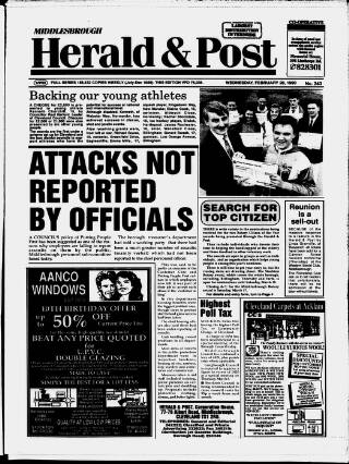 cover page of Middlesbrough Herald & Post published on February 28, 1990