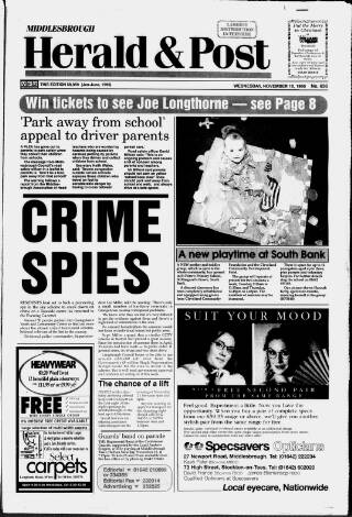 cover page of Middlesbrough Herald & Post published on November 15, 1995