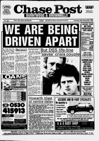 cover page of Burntwood Post published on November 30, 1989