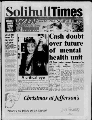 cover page of Solihull Times published on November 15, 1996