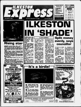 cover page of Ilkeston Express published on November 15, 1990