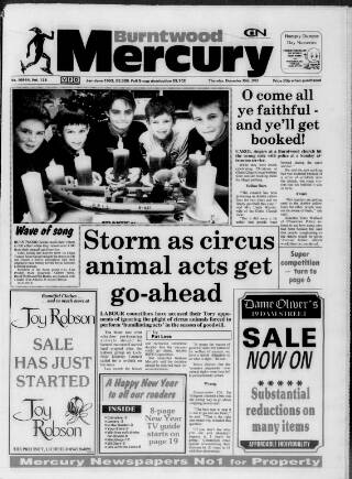 cover page of Burntwood Mercury published on December 30, 1993