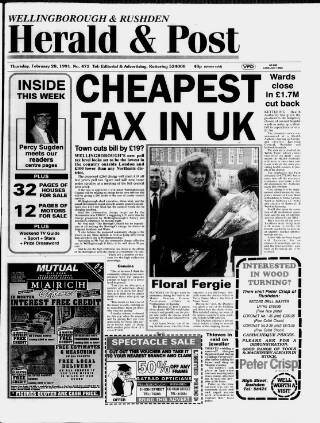 cover page of Wellingborough & Rushden Herald & Post published on February 28, 1991