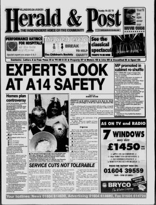 cover page of Wellingborough & Rushden Herald & Post published on July 6, 1995