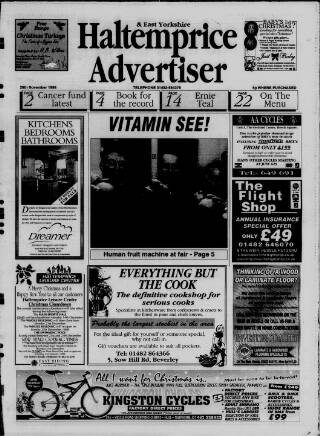 cover page of Haltemprice & East Yorkshire Advertiser published on November 26, 1998