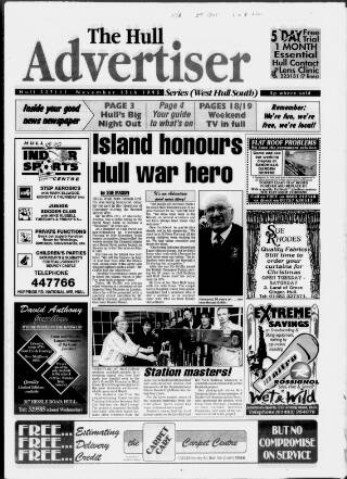 cover page of West Hull Advertiser published on November 15, 1995