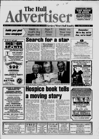 cover page of West Hull Advertiser published on September 18, 1996