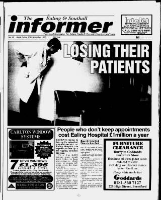 cover page of Ealing & Southall Informer published on November 15, 1996