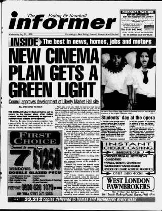 cover page of Ealing & Southall Informer published on July 21, 1999