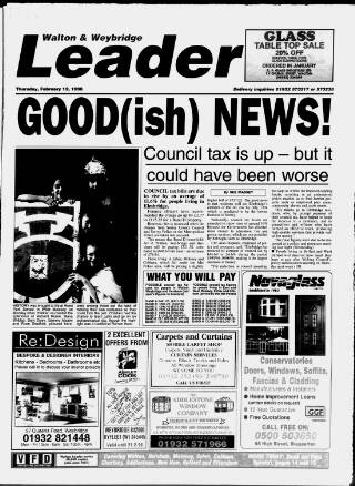 cover page of Walton & Weybridge Leader published on February 12, 1998