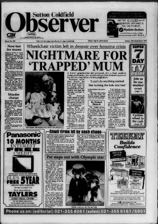 cover page of Sutton Coldfield Observer published on September 18, 1992
