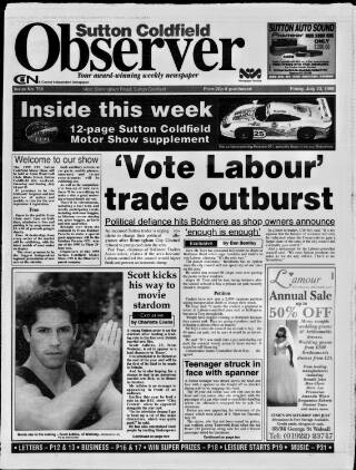 cover page of Sutton Coldfield Observer published on July 23, 1999