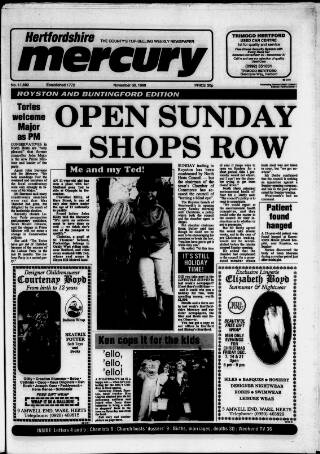 cover page of Royston and Buntingford Mercury published on November 30, 1990