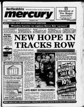 cover page of Royston and Buntingford Mercury published on November 15, 1991