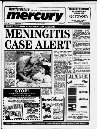 cover page of Royston and Buntingford Mercury published on February 28, 1992