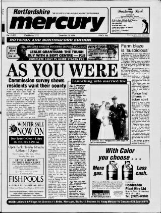 cover page of Royston and Buntingford Mercury published on December 30, 1994