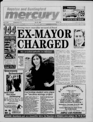 cover page of Royston and Buntingford Mercury published on July 23, 1999