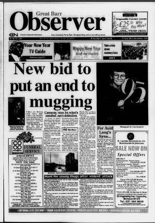 cover page of Great Barr Observer published on December 30, 1994