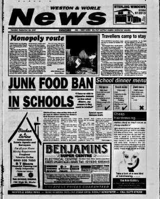 cover page of Weston & Worle News published on September 18, 1997