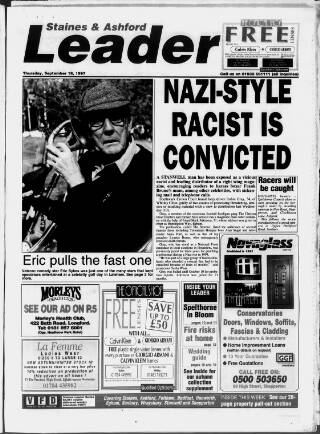cover page of Staines Leader published on September 18, 1997