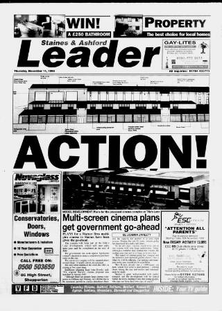 cover page of Staines Leader published on November 11, 1999