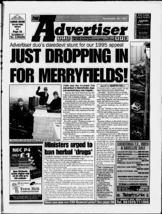 cover page of Potteries Advertiser published on November 30, 1995