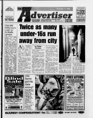 cover page of Potteries Advertiser published on November 11, 1999