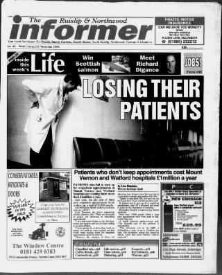 cover page of Ruislip & Northwood Informer published on November 15, 1996