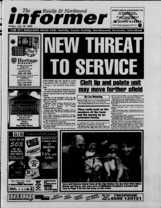 cover page of Ruislip & Northwood Informer published on July 16, 1999