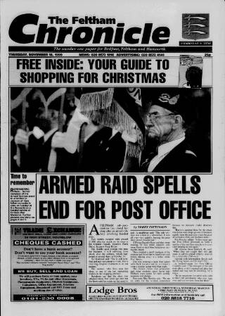cover page of Feltham Chronicle published on November 18, 1999