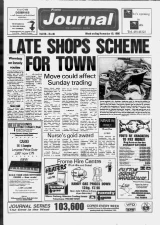 cover page of Frome Journal published on November 15, 1986