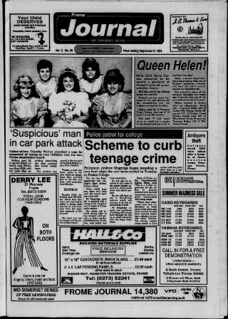 cover page of Frome Journal published on September 9, 1989