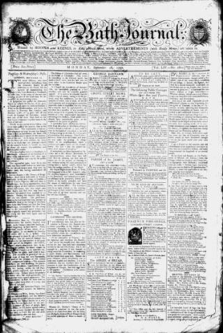 cover page of Bath Journal published on September 18, 1797