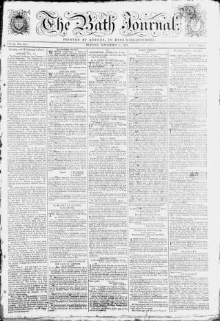 cover page of Bath Journal published on November 15, 1802