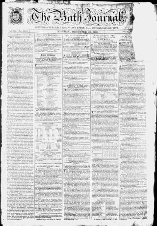 cover page of Bath Journal published on December 30, 1805