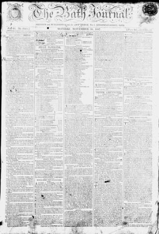 cover page of Bath Journal published on November 30, 1807