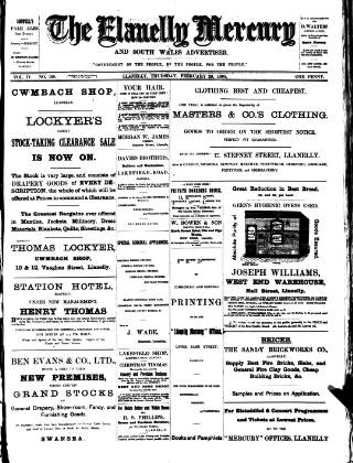 cover page of Llanelly Mercury published on February 28, 1895