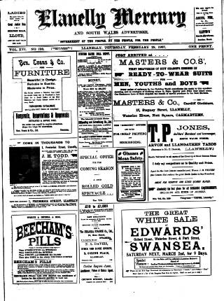 cover page of Llanelly Mercury published on February 28, 1907
