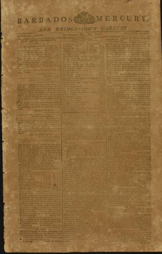 cover page of Barbados Mercury and Bridge-town Gazette published on May 29, 1813