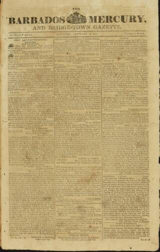cover page of Barbados Mercury and Bridge-town Gazette published on February 28, 1824