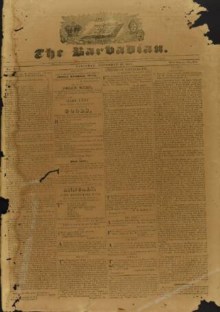 cover page of Barbadian published on November 30, 1833