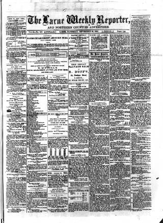 cover page of Larne Reporter and Northern Counties Advertiser published on September 18, 1880