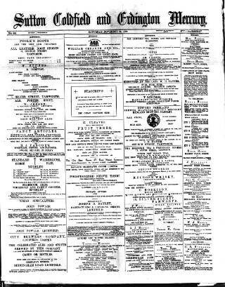 cover page of Sutton Coldfield and Erdington Mercury published on November 30, 1889